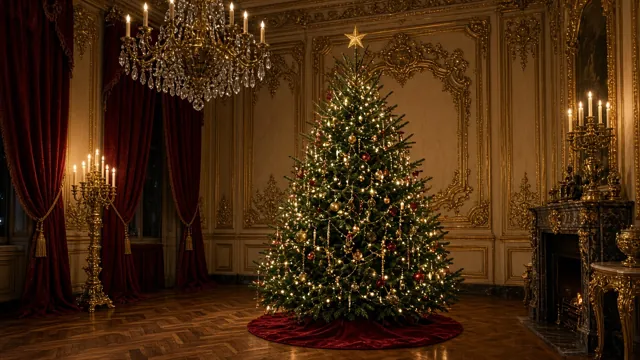 Sapin de Noël style Opéra baroque dans un intérieur : salon baroque